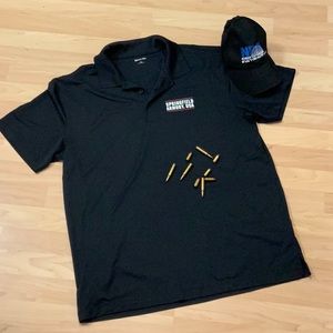 Men’s XL Springfield Arms collared tech shirt.